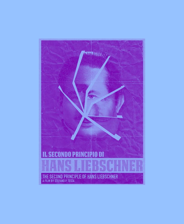 La locandina del film Il Secondo Principio di Hans Liebschner, in duotone viola e azzurro